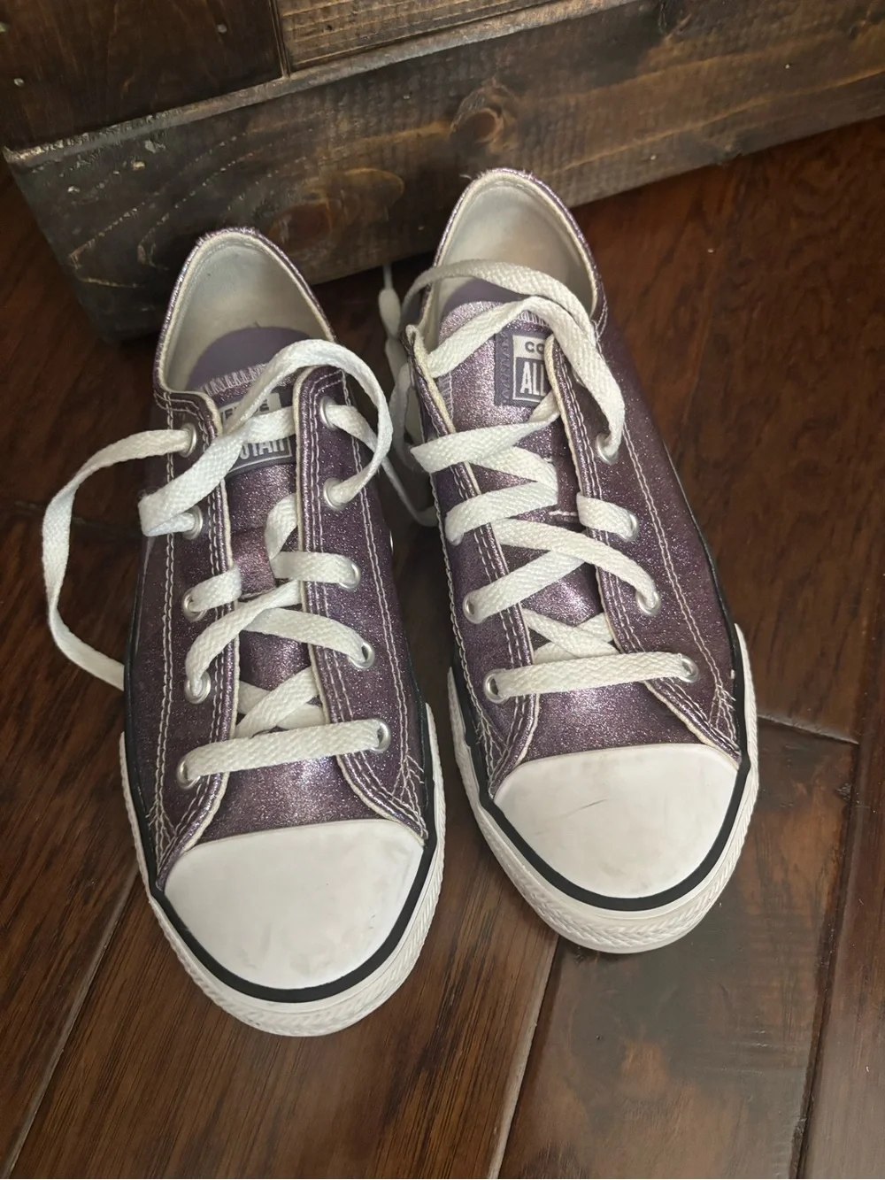 Converse Kids Purple Glitter Low Top Sneakers